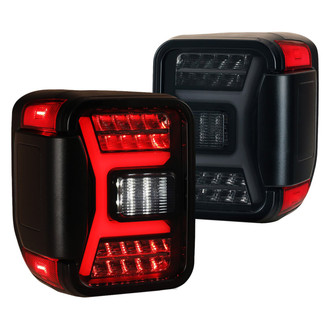Winjet® - Renegade Driver and Passenger Side Black/Smoke Sequential Fiber Optic LED Tail Lights