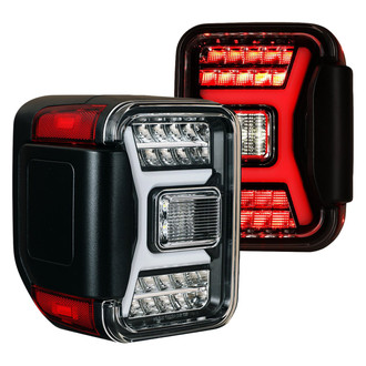 Winjet® CTRNG0669-GBC-SQ - Renegade Driver and Passenger Side Gloss Black Sequential Fiber Optic LED Tail Lights