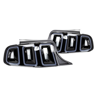 Winjet® - Renegade Driver and Passenger Side Gloss Black/Smoke Sequential Fiber Optic LED Tail Lights