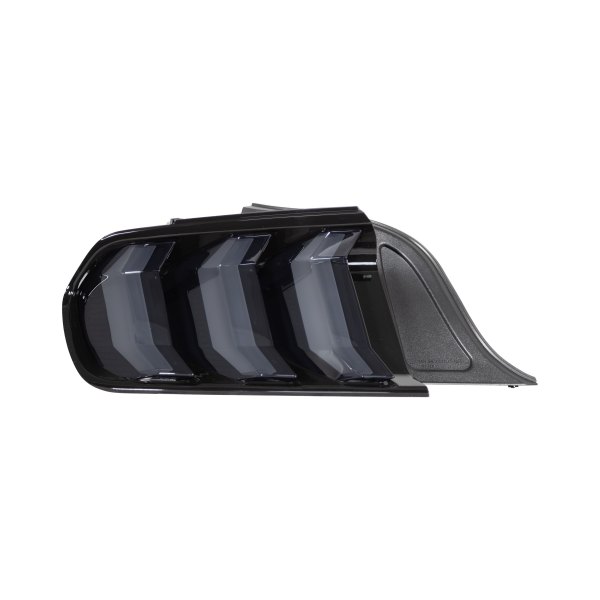 Winjet® - Gloss Black/Smoke Sequential Fiber Optic LED Tail Lights, Ford Mustang