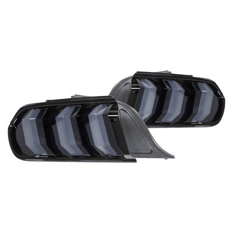 Winjet® - Driver and Passenger Side Gloss Black/Smoke Sequential Fiber Optic LED Tail Lights