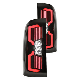 Winjet® - Renegade Driver and Passenger Side Gloss Black Sequential Fiber Optic LED Tail Lights