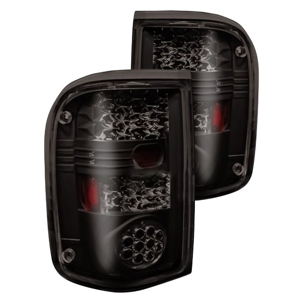 Winjet® - Black/Smoke Fiber Optic LED Tail Lights, Ford Ranger