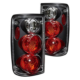 Winjet® CTWJ-0045-BC - Driver and Passenger Side Black/Red Euro Tail Lights