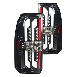 Winjet® - Driver and Passenger Side Glossy Black Fiber Optic LED Tail Lights