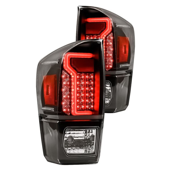 Winjet® - Black Fiber Optic LED Tail Lights, Toyota Tacoma
