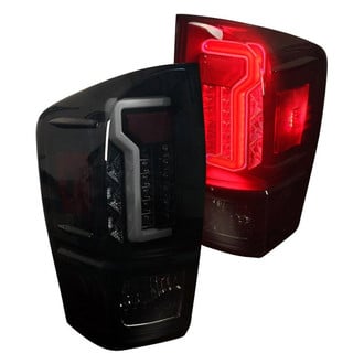 Winjet® - Driver and Passenger Side Black/Smoke Fiber Optic LED Tail Lights