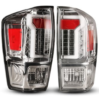 Winjet® - Driver and Passenger Side Chrome Fiber Optic LED Tail Lights