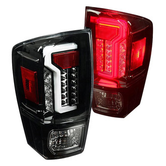 Winjet® CTWJ-0466-GBC - Driver and Passenger Side Glossy Black Fiber Optic LED Tail Lights