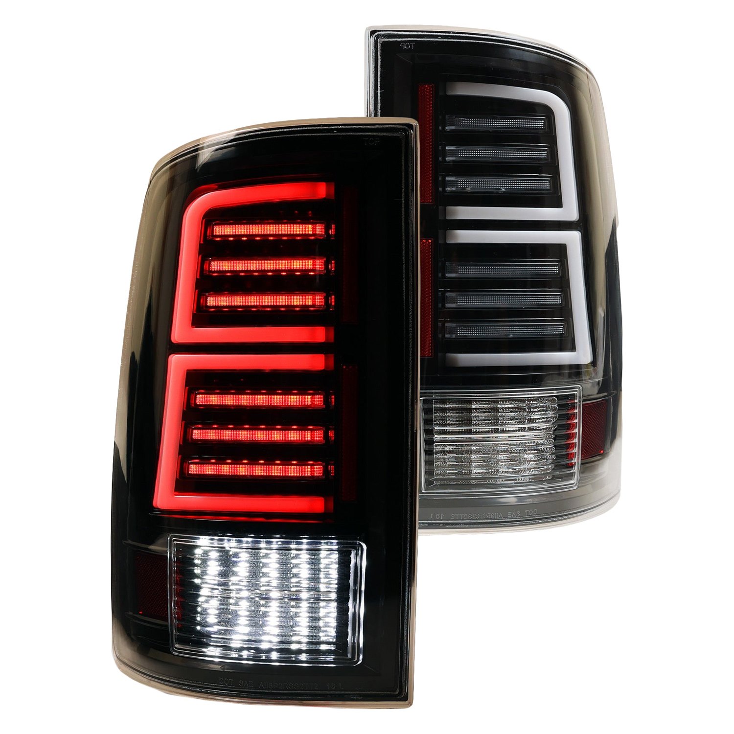 Winjet Ctwj Gbc Sq Gloss Black Sequential Fiber Optic Led Tail Lights