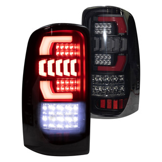 Winjet® - Driver and Passenger Side Black/Smoke Fiber Optic LED Tail Lights