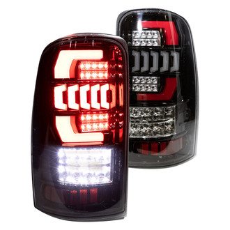 Winjet® - Driver and Passenger Side Gloss Black Fiber Optic LED Tail Lights