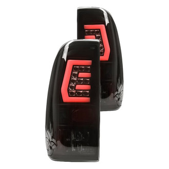 Winjet® - Driver and Passenger Side Black/Smoke Fiber Optic LED Tail Lights