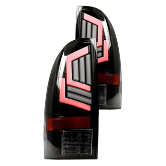 Winjet® - Driver and Passenger Side Black/Smoke Sequential Fiber Optic LED Tail Lights