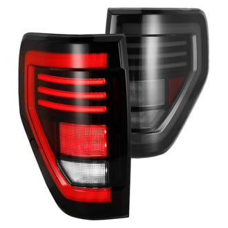 Winjet® - Driver and Passenger Side Black/Smoke Sequential Fiber Optic LED Tail Lights