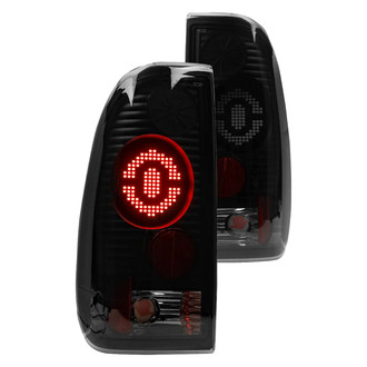 Winjet® - Driver and Passenger Side Gloss Black Fiber Optic LED Tail Lights