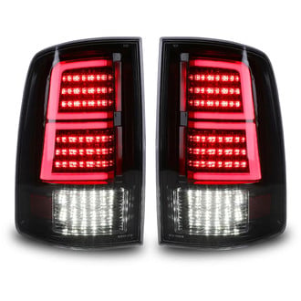 Winjet® CTWJ-0748-GBC - Driver and Passenger Side Gloss Black Fiber Optic LED Tail Lights