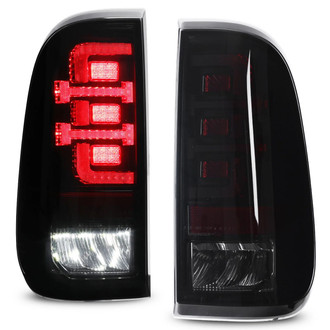Winjet® - Driver and Passenger Side Black/Smoke Fiber Optic LED Tail Lights