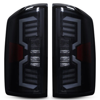 Winjet® - Driver and Passenger Side Black/Smoke Sequential Fiber Optic LED Tail Lights