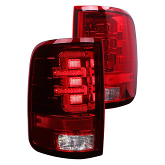 Winjet® - Driver and Passenger Side Chrome/Red Fiber Optic LED Tail Lights