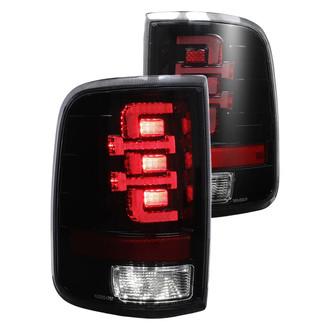 Winjet® - Driver and Passenger Side Gloss Black Fiber Optic LED Tail Lights