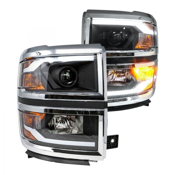 Winjet® - Black Sequential LED DRL Bar Projector Headlights