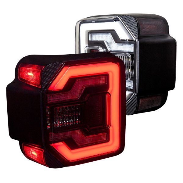 Winjet® - Renegade Black Sequential Fiber Optic LED Tail Lights, Jeep Wrangler