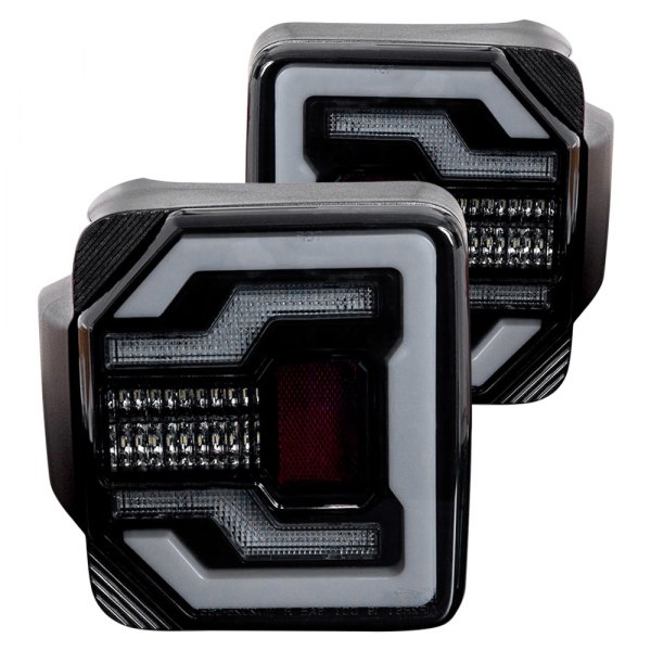 Winjet® - Renegade Black/Smoke Sequential Fiber Optic LED Tail Lights, Jeep Wrangler
