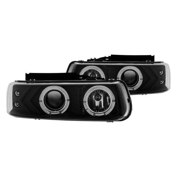 Winjet® - Black Halo Projector Headlights with Parking LEDs