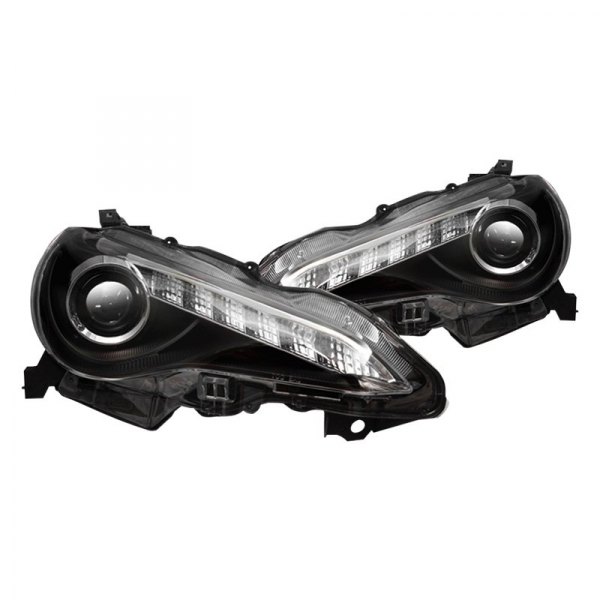 Winjet® - Black Projector Headlights with LED DRL, Scion FR-S