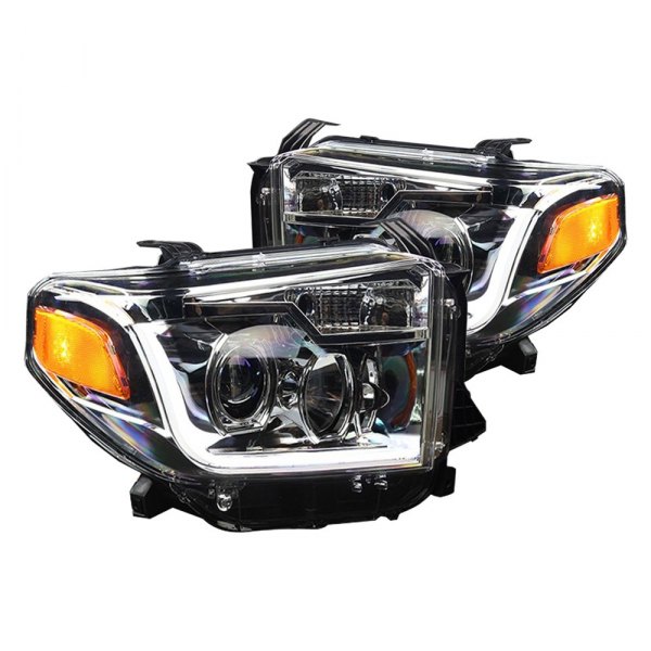 Winjet® - Chrome LED DRL Bar Projector Headlights, Toyota Tundra