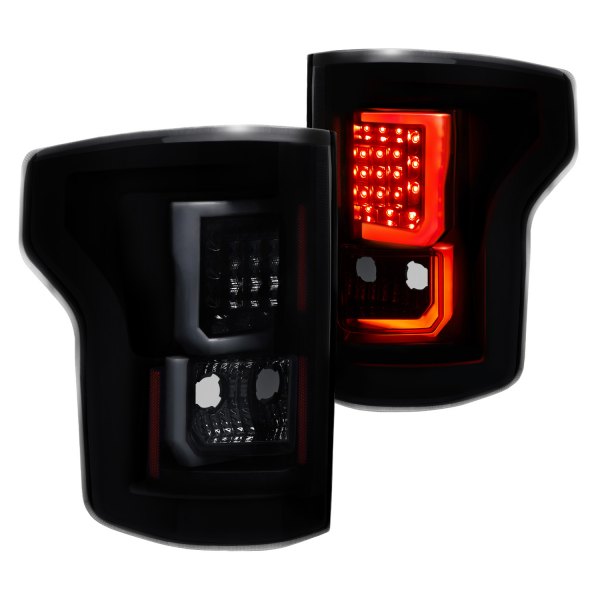 Winjet® - Black/Smoke Fiber Optic LED Tail Lights, Ford F-150