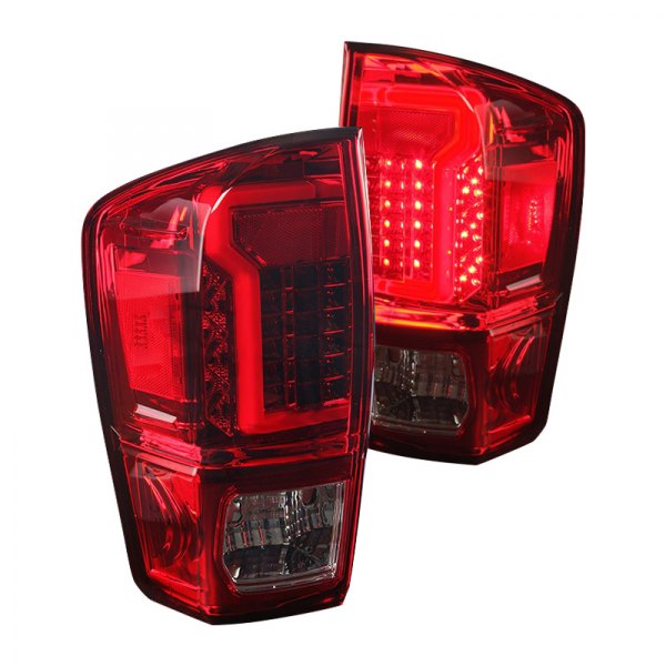 Winjet® - Chrome/Red Fiber Optic LED Tail Lights, Toyota Tacoma