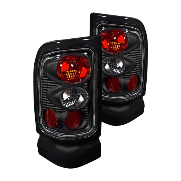 Winjet® - Black/Red Euro Tail Lights, Dodge Ram
