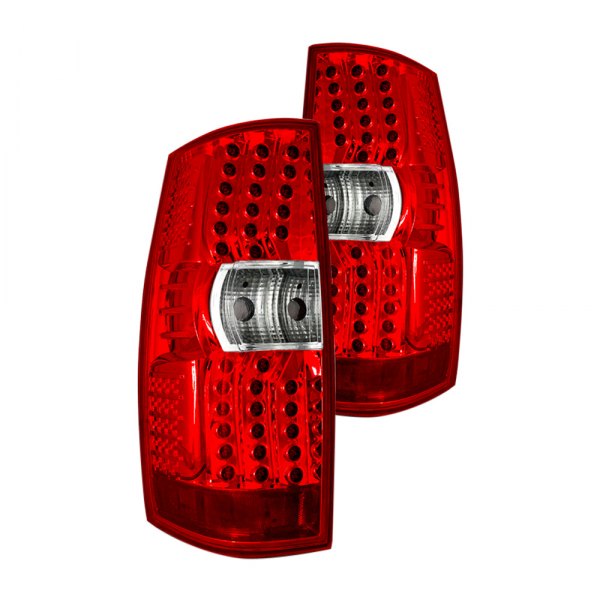 Winjet® - Chrome/Red LED Tail Lights, GMC Yukon