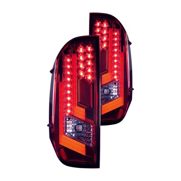 Winjet® - Chrome/Red Fiber Optic LED Tail Lights, Toyota Tundra