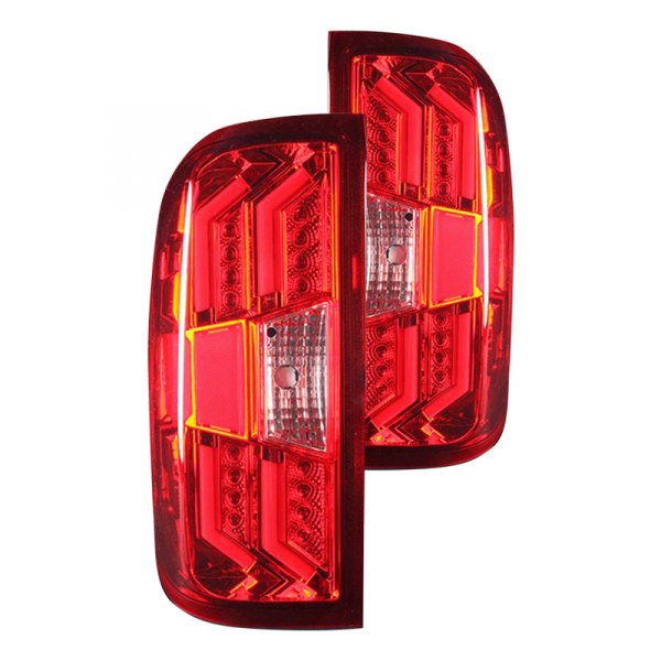 Winjet® - Chrome/Red Fiber Optic LED Tail Lights