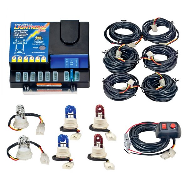 Wolo® - Lightning Plus™ Permanent Mount Blue/Red/White Hideaway Strobe Light Kit