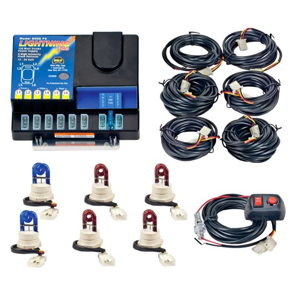 Wolo® - Lightning Plus™ Permanent Mount Blue/Red Hideaway Strobe Light Kit