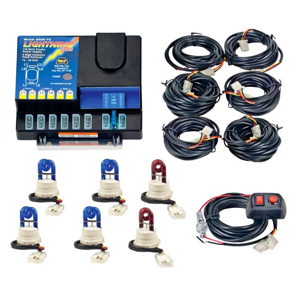 Wolo® - Lightning Plus™ Permanent Mount Blue/Red Hideaway Strobe Light Kit
