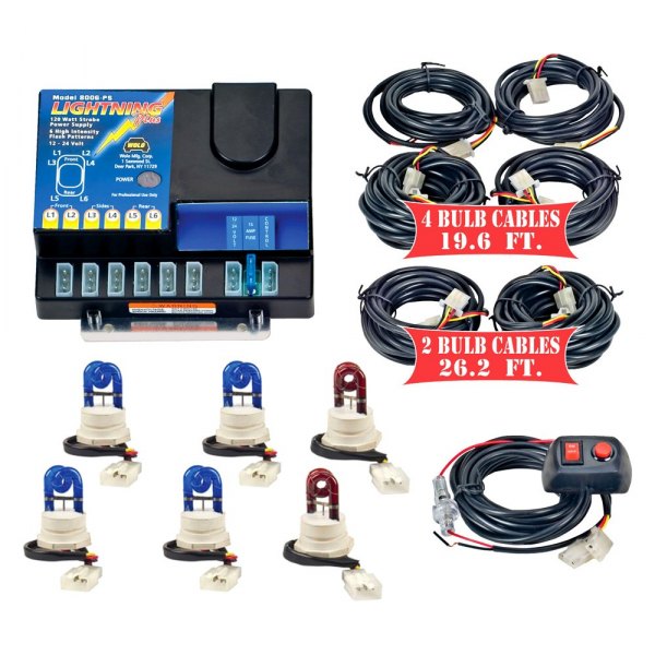 Wolo® - Lightning Plus™ XL Permanent Mount Blue/Red Hideaway Strobe Light Kit