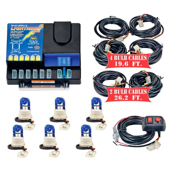 Wolo® - Lightning Plus™ XL Permanent Mount Blue Hideaway Strobe Light Kit