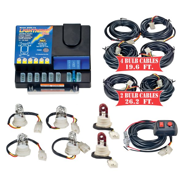 Wolo® - Lightning Plus™ XL Permanent Mount Red/White Hideaway Strobe Light Kit