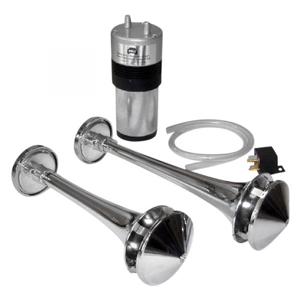 Wolo® - Airsplitter™ 2 Trumpet Chrome Plated Metal Air Horn with Weather Protection Covers