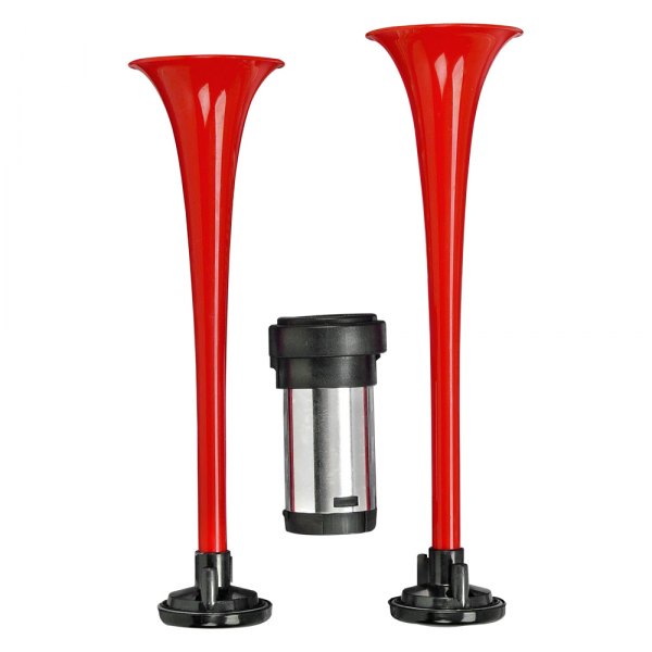 Wolo® - Long Horns™ 2 Trumpet Red Long Air Horn with Heavy Duty Compressor