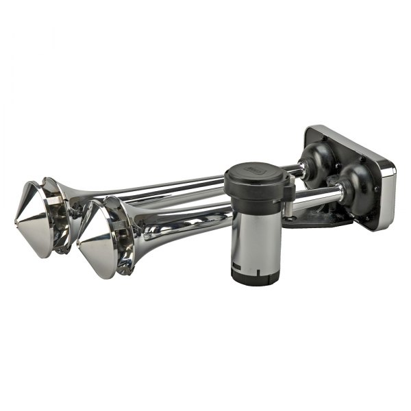 Wolo® - Powerhouse™ 2 Trumpet Chrome Roof Mount Air Horn with Heavy Duty Compressor