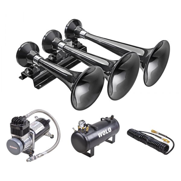 Wolo® - Express Pro™ 3 Trumpet Black Train Horn with On-Board Air System