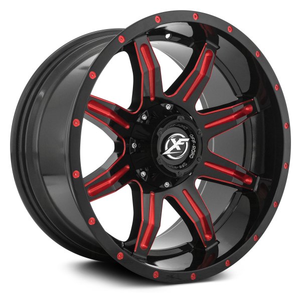 XF OFF-ROAD® - XF-215 Gloss Black with Red Milled Accent and Red Dots