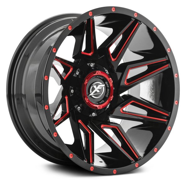 XF OFF-ROAD® - XF-218 Gloss Black with Red Milled Accent and Red Dots