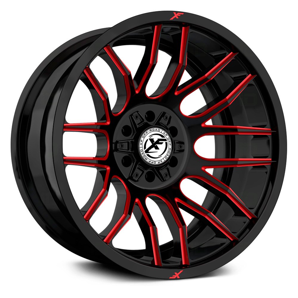 Xf Off Road® Xf 232 Wheels Gloss Black With Red Milled Accents Rims